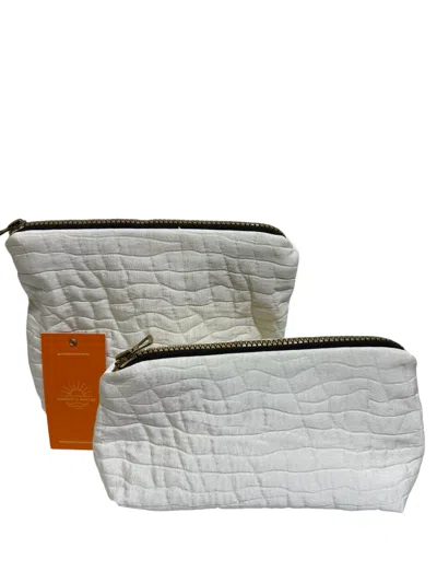 Sunsets Of Naples Make Up Bags Set In Off White In Gray