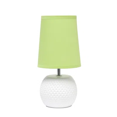 Hivvago 11" White Ceramic Round Table Lamp With Green Drum Shade In White