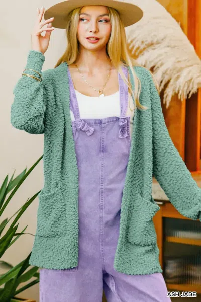 Truedames Long Sleeve Popcorn Sweater Cardigan With Pockets In Multi
