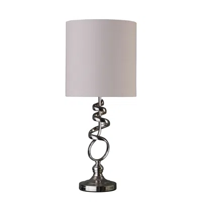 Hivvago 22" Nickel Bedside Table Lamp With Off White Drum Shade In Metallic