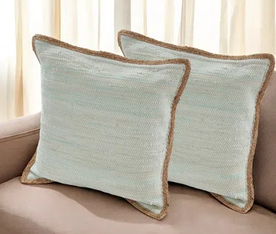 Hivvago Set Of Two 20" Gray And Natural Cotton And Jute Throw Pillows In Neutral