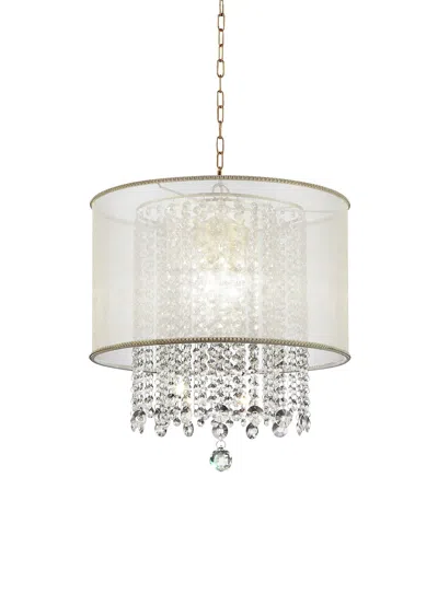 Hivvago Primo Gold Finish Ceiling Lamp With Crystal Accents And White Shade In Gold