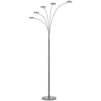 Hivvago 82" Nickel Five Light Led Arc Floor Lamp In Gray