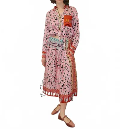 Me369 Layla Midi Skirt In Pink Garden In Multi