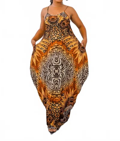 Surelymine Circling Around Flow Multi Color Maxi Dress With Side Pockets In Yellow