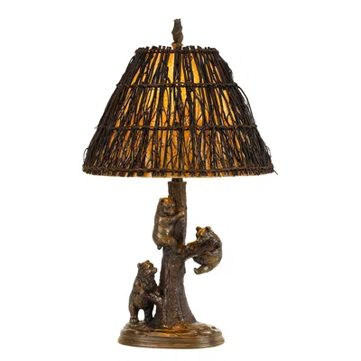 Hivvago 30" Bronze Table Lamp With Brown Empire Shade In Brown