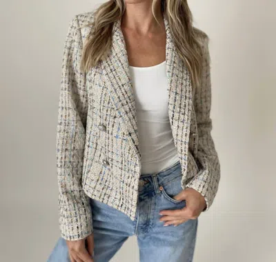Six/fifty Katy Tweed Textured Blazer In Multi In Green