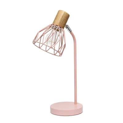 Hivvago 18" Light Pink Iron Table Lamp With Light Pink Globe Shade In Pink