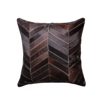 Hivvago Set Of Two 18" Chocolate Chevron Cowhide Throw Pillows