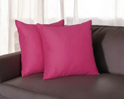 Hivvago Set Of 2 Fuchsia Pink Modern Square Throw Pillows In Pink