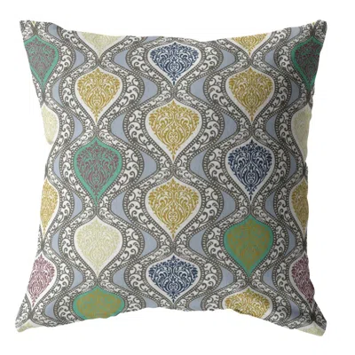 Hivvago 18" Gray Gold Ogee Zippered Suede Throw Pillow In Multi