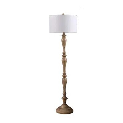 Hivvago 62" Brown And White Polyresin Floor Lamp With White Fabric Shade In White
