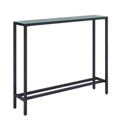Hivvago 36" Black And Metal Mirrored Glass Console Table In Multi