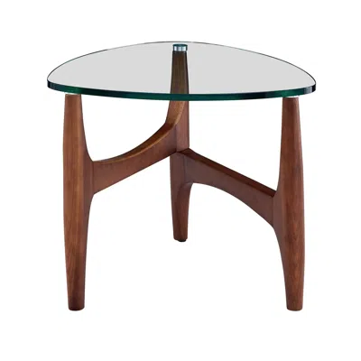 Hivvago 20" Clear Tempered Glass End Table In Brown