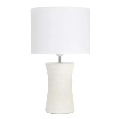 Hivvago 17" Off White Ceramic Novelty Table Lamp With White Drum Shade In White
