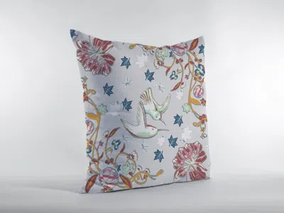 Hivvago 18" Gray Bird Zippered Double Sided Suede Throw Pillow In Multi