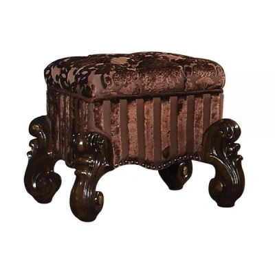 Hivvago 22" Chocolate Fabric Damask Footstool In Brown