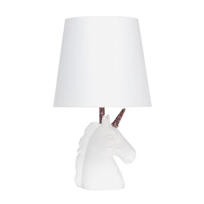 Hivvago 16" White And Rainbow Novelty Table Lamp Led With White Drum Shade In White