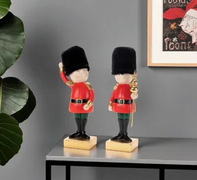 Hivvago Set Of Two Black And Gold Polyresin Christmas Nutcracker Figurine In Multi