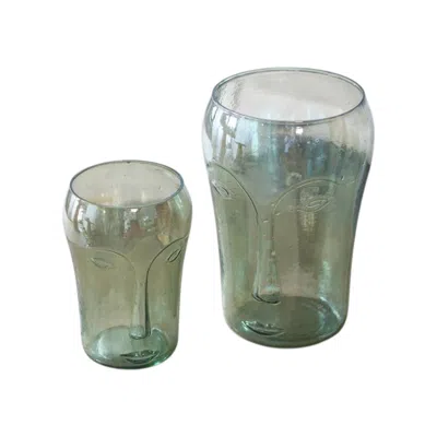 Hivvago Set Of Two Light Green Glass Table Vase In Green
