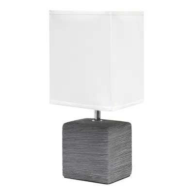 Hivvago 12" Gray Ceramic Square Table Lamp With White Shade In Multi