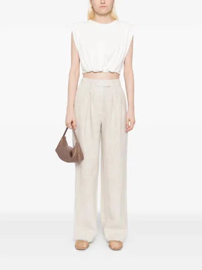 Posse Louis Straight Leg Trousers In Natural In White