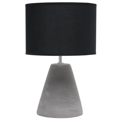 Hivvago 14" Gray Concrete Novelty Table Lamp With Black Drum Shade In Black