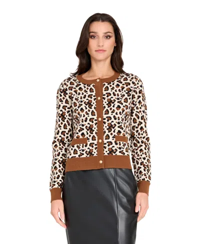 Tahari Asl Plus Size Printed Button-front Cardigan In Multi