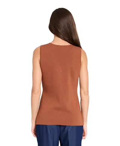 Tahari Asl Women's V-neck Button-up Sweater Vest In Brown