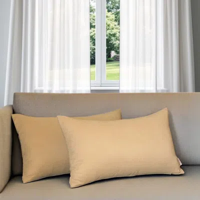 Hivvago Set Of Two 12" X 20" Tan Fabric Lumbar Throw Pillows In Neutral