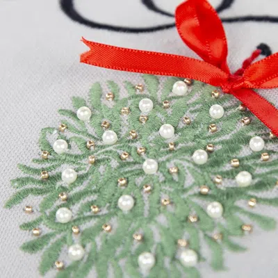 Hivvago Gray What Happens Under The Mistletoe Throw Pillow In Green