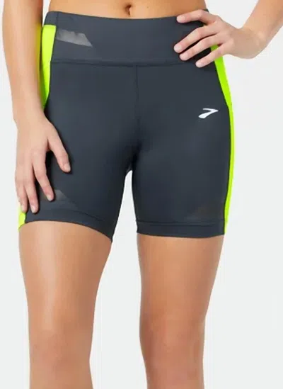 Brooks Women's Run Visible Short Tights In Asphalt/nightlife In Black