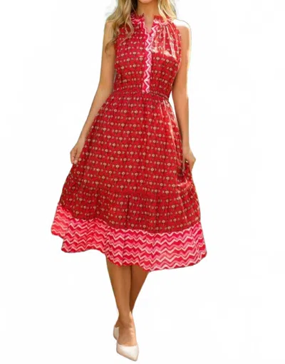 Thml Red Halter Button Up Print Maxi Dress In Red