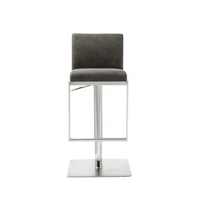 Hivvago 20 " Gray And Silver Stainless Steel Bar Chair In Metallic