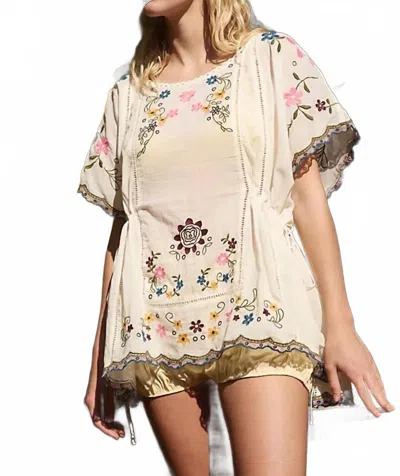 Free People Danielle Embroidered Top In White Cloud Dancer In Neutral