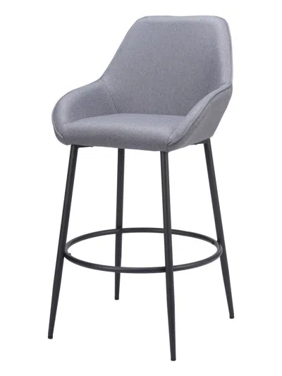 Hivvago Set Of Two 30" Gray And Black Fabric And Steel Bar Height Bar Chairs In Gray