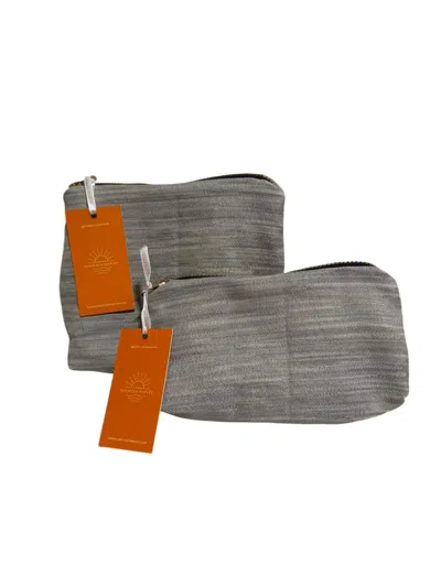 Sunsets Of Naples Make Up Bags Set In Light Silver In Multi