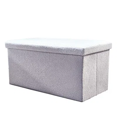Hivvago 30" Gray Boucle Storage Ottoman In White