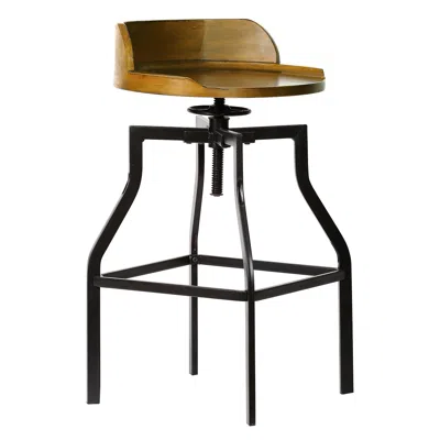 Hivvago 26" Chestnut And Black Steel Swivel Backless Adjustable Height Bar Chair In Black