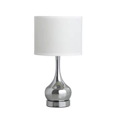Hivvago 19" Silver Bedside Table Lamp With White Drum Shade In Silver