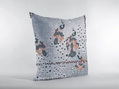 Hivvago 18" Gray Black Boho Bird Zippered Suede Throw Pillow In Multi