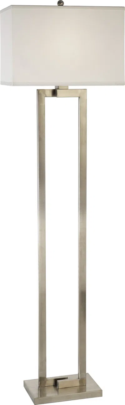 Hivvago 61" Nickel Traditional Shaped Floor Lamp With White Rectangular Shade In White