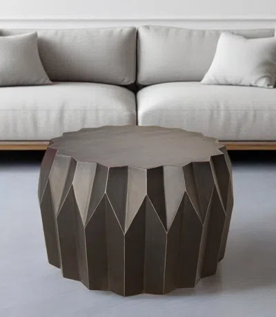 Hivvago 29" Black Solid Wood Round Coffee Table In Black