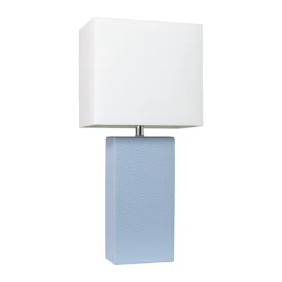 Hivvago 21" Periwinkle Faux Leather Table Lamp Led With White Shade In Multi