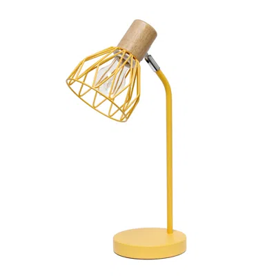 Hivvago 18" Yellow Iron Table Lamp With Yellow Globe Shade In Gold