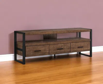 Hivvago 59" Brown And Black Cabinet Enclosed Storage Tv Stand In Brown