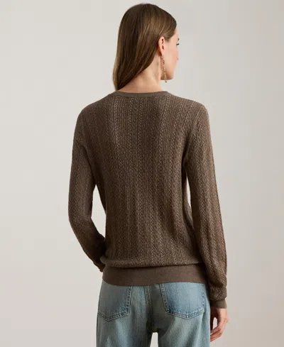 Ralph Lauren Women's Long Sleeves Pointelle-knit Sweater In Brown