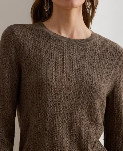 Ralph Lauren Women's Long Sleeves Pointelle-knit Sweater In Brown