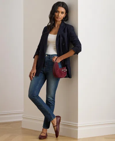 Ralph Lauren Womens High Rise Straight Ankle Jeans 0p 18 In Blue