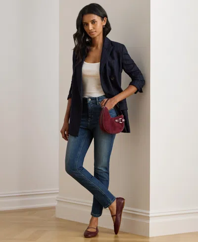 Ralph Lauren Womens High Rise Straight Ankle Jeans 0p 18 In Blue